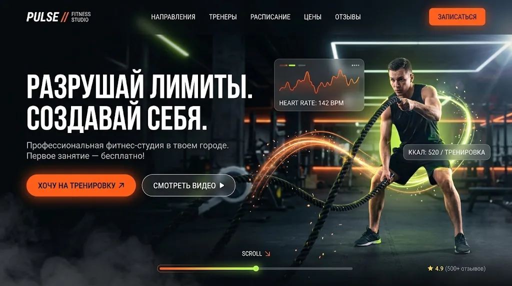 Создание сайта фитнес-клуба