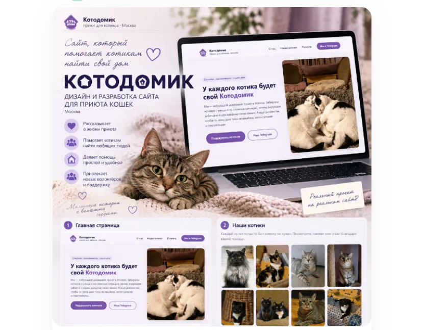 Разработка сайта для приюта кошек «Котодомик»
